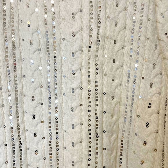 Cream Sequins Cowl-neck Holiday Sweater NWOT - Size M - Picture 6 of 6